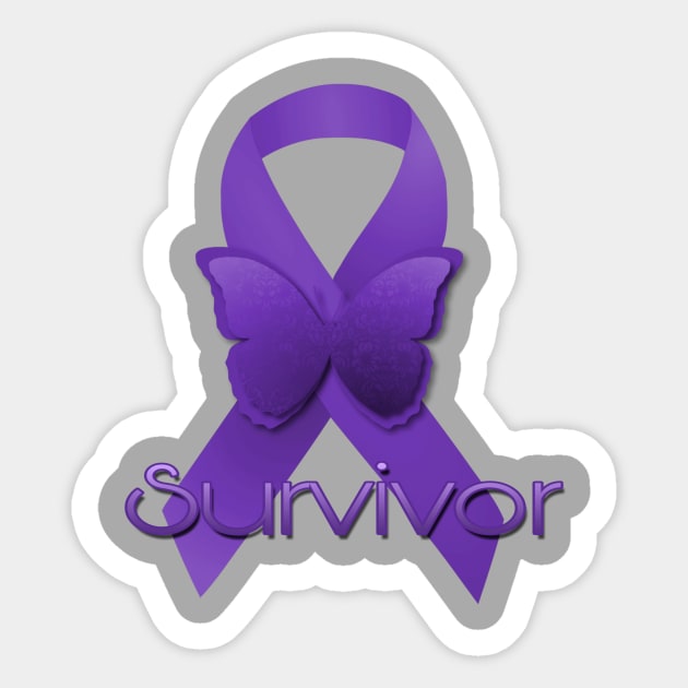 Purple Awareness Ribbon: Survivor Sticker by AlondraHanley